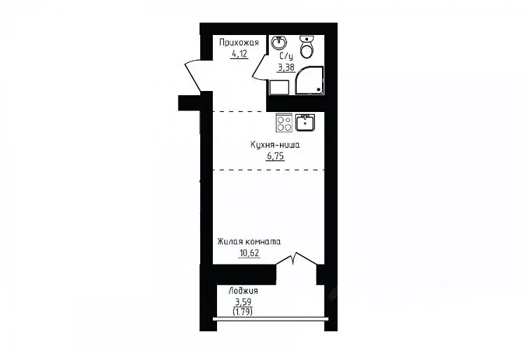 Студия Вологодская область, Череповец Рыбинская ул., 33Б (28.46 м) - Фото 1