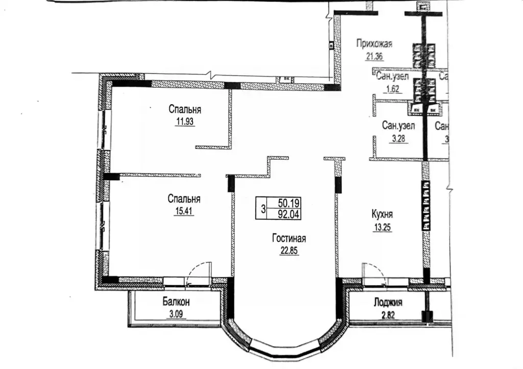 3-к кв. Московская область, Раменское Дергаевская ул., 18 (89.3 м) - Фото 1