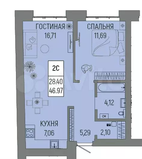 2-к. квартира, 47 м, 10/13 эт. - Фото 0