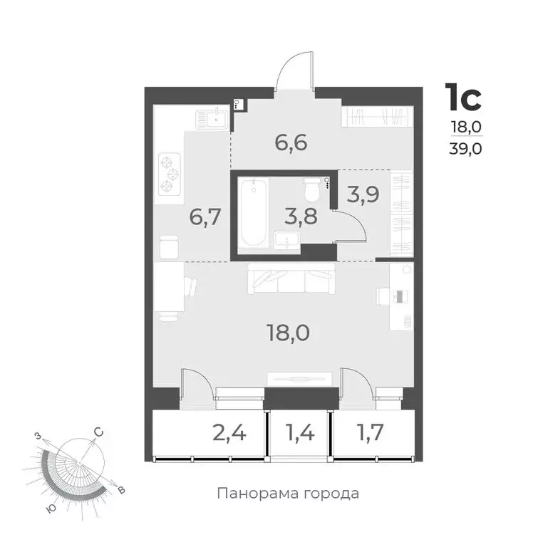 Квартира-студия: Новосибирск, улица Аэропорт, 62 (39 м) - Фото 0