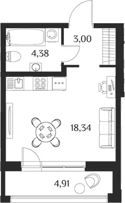 Продаётся квартира-студия, 25.72 м - Фото 1