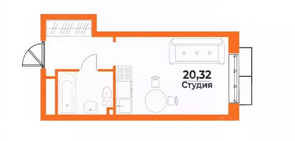 Студия Хабаровский край, Хабаровск ул. Виталия Бубенина, 1 (20.3 м) - Фото 2