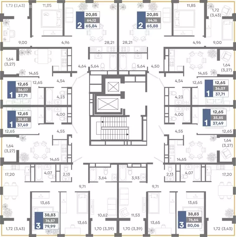1-комнатная квартира: Симферополь, ЖК Абрикос 2 (37.49 м) - Фото 1