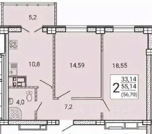 2-к кв. Воронежская область, Воронеж Цимлянская ул., 10Д (56.7 м) - Фото 0