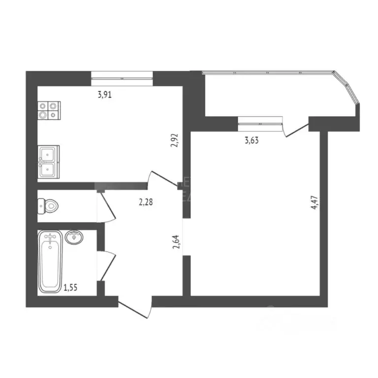 1-к кв. Тюменская область, Тюмень Малая Боровская ул., 28к1 (37.9 м) - Фото 1