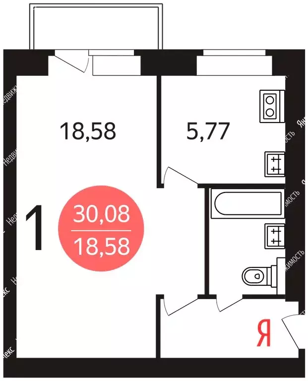 1-комнатная квартира: Москва, улица Лётчика Бабушкина, 25/16 (30 м) - Фото 0