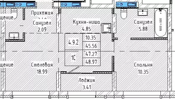 1-к. квартира, 48 м, 9/9 эт. - Фото 0