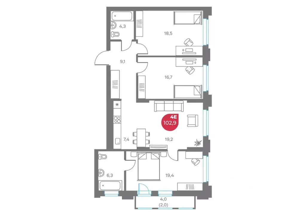 4-к кв. Пермский край, Пермь Советская ул., 16 (102.9 м) - Фото 1