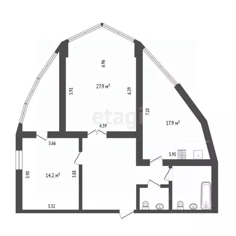 2-к кв. Белгородская область, Белгород ул. Щорса, 8б (83.0 м) - Фото 0