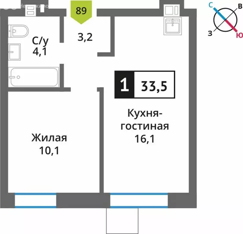 1-комнатная квартира: Светлые Горы, квартал Марьино-Знаменское, жилой ... - Фото 0