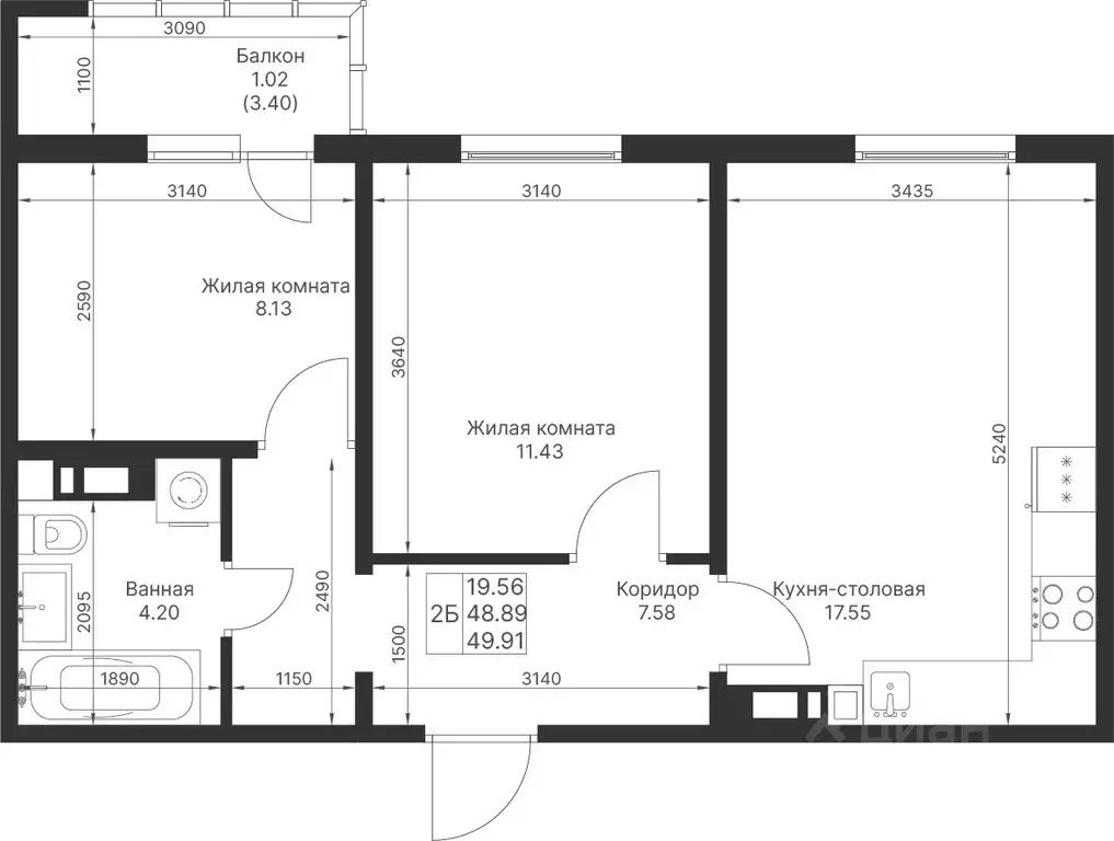 2-к кв. Татарстан, Лаишевский район, Столбищенское с/пос, с. Усады  ... - Фото 2