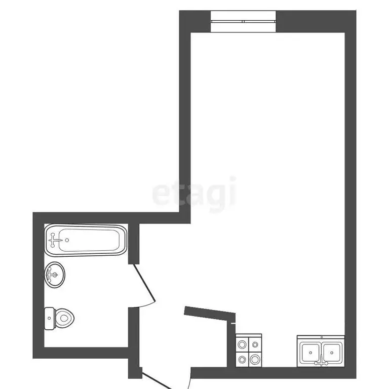 Квартира-студия: Тюмень, улица Первооткрывателей, 2 (25 м) - Фото 1