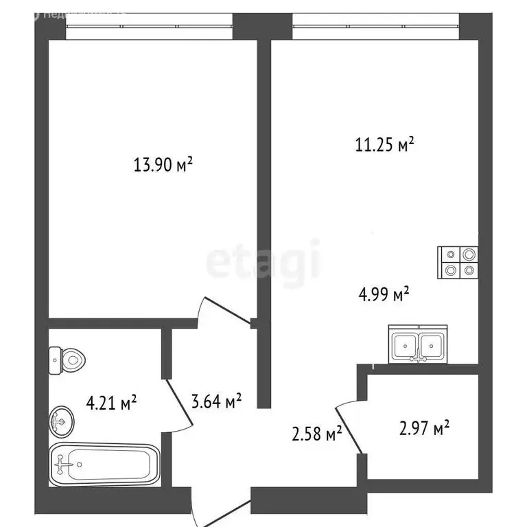 1-комнатная квартира: Тюмень, улица Павла Фитина, 3 (43.5 м) - Фото 1