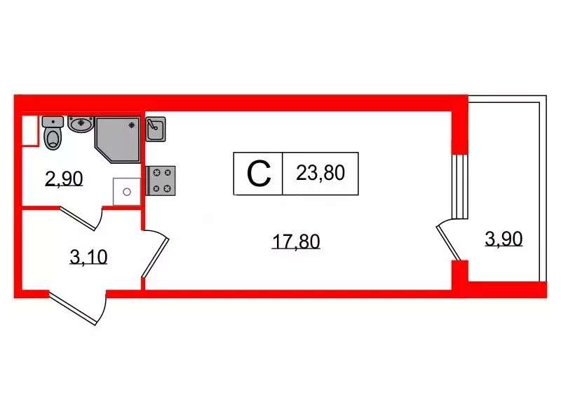 Квартира-студия: Санкт-Петербург, Меридианная улица, 8 (23.8 м) - Фото 0