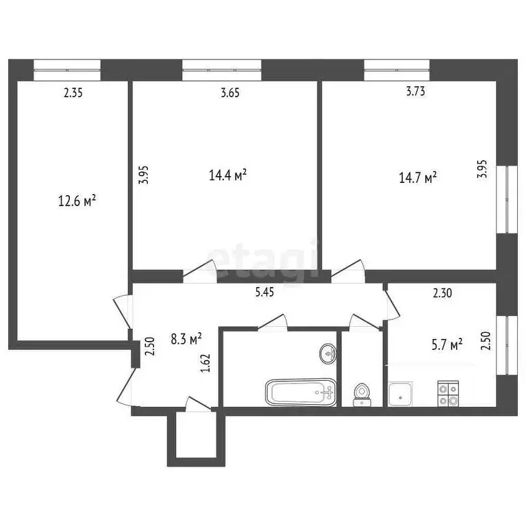 3-комнатная квартира: Алушта, улица Ленина, 58 (60.8 м) - Фото 0