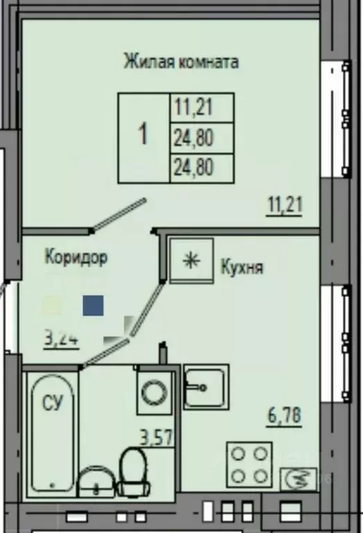 1-к кв. Волгоградская область, Волгоград ул. Химина, 18Б (24.8 м) - Фото 1