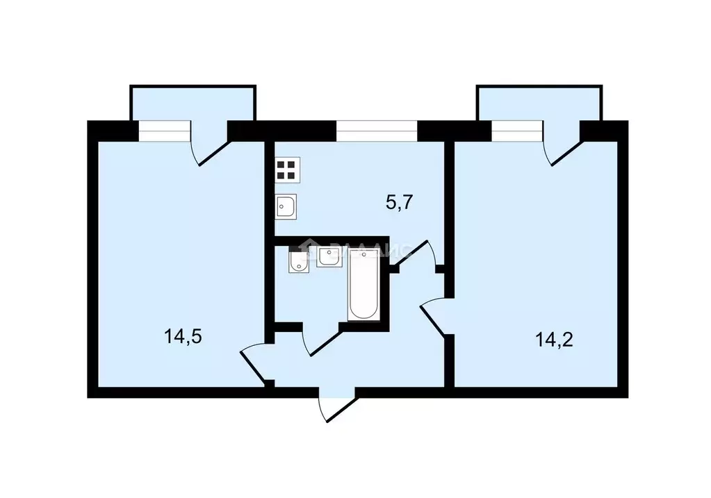 2-к кв. Москва Нагорная ул., 44К1 (41.9 м) - Фото 1