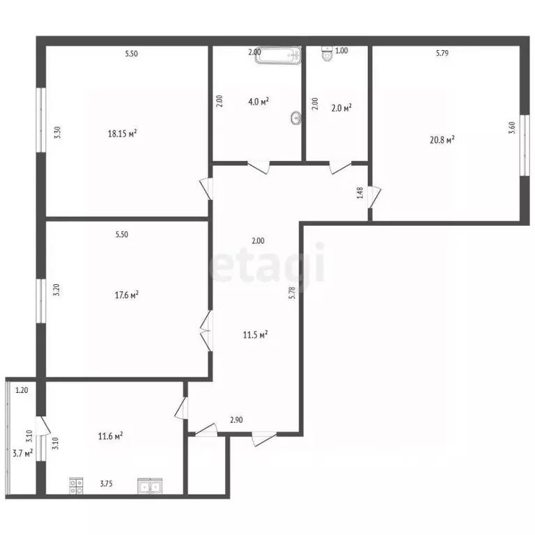 3-к кв. Московская область, Коломна ул. Сапожковых, 20 (89.3 м) - Фото 2