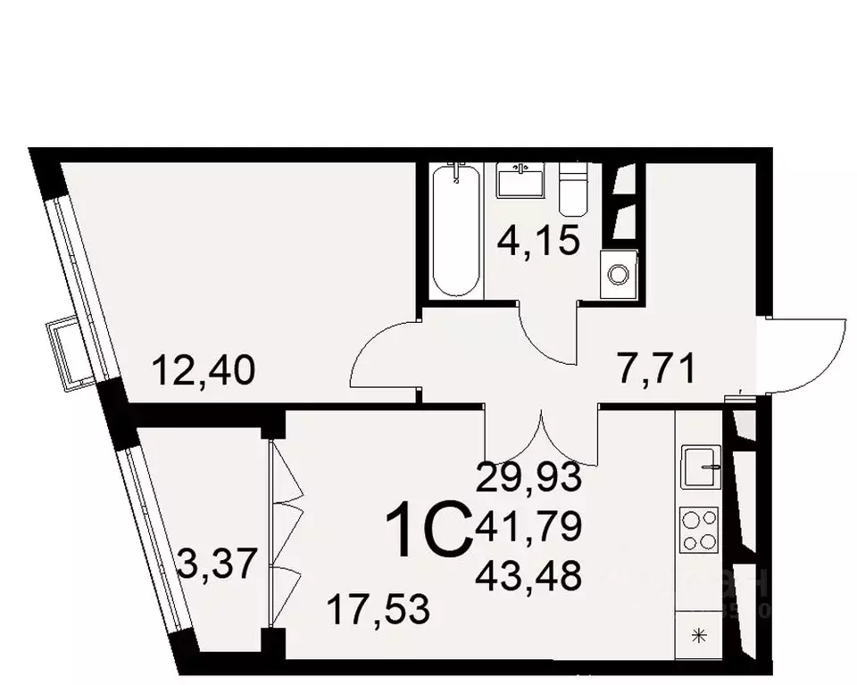 1-к кв. Тульская область, Тула ул. Коминтерна, 44 (43.48 м) - Фото 0