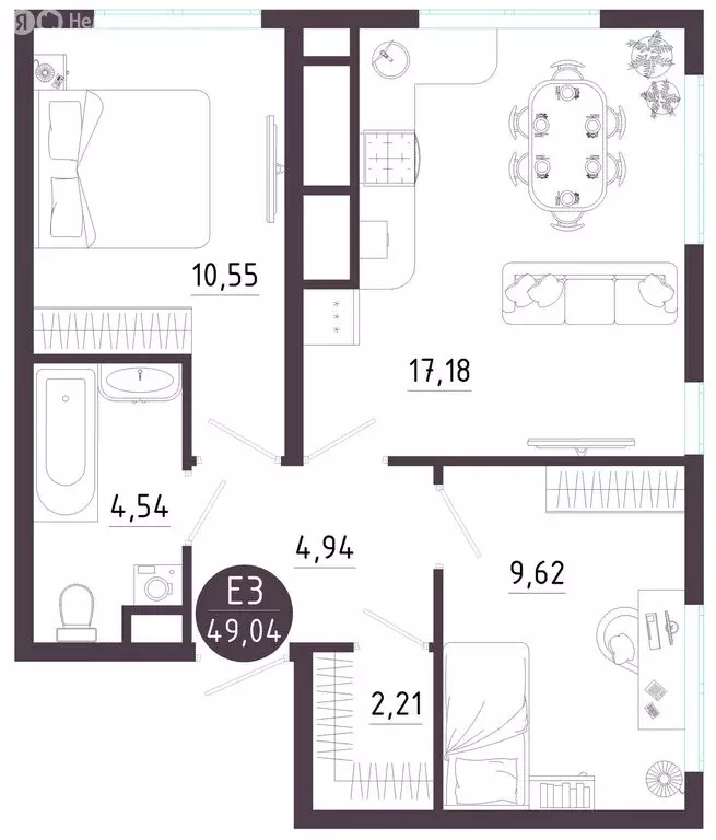 2-комнатная квартира: Тула, Пряничная улица, 9 (49.04 м) - Фото 1