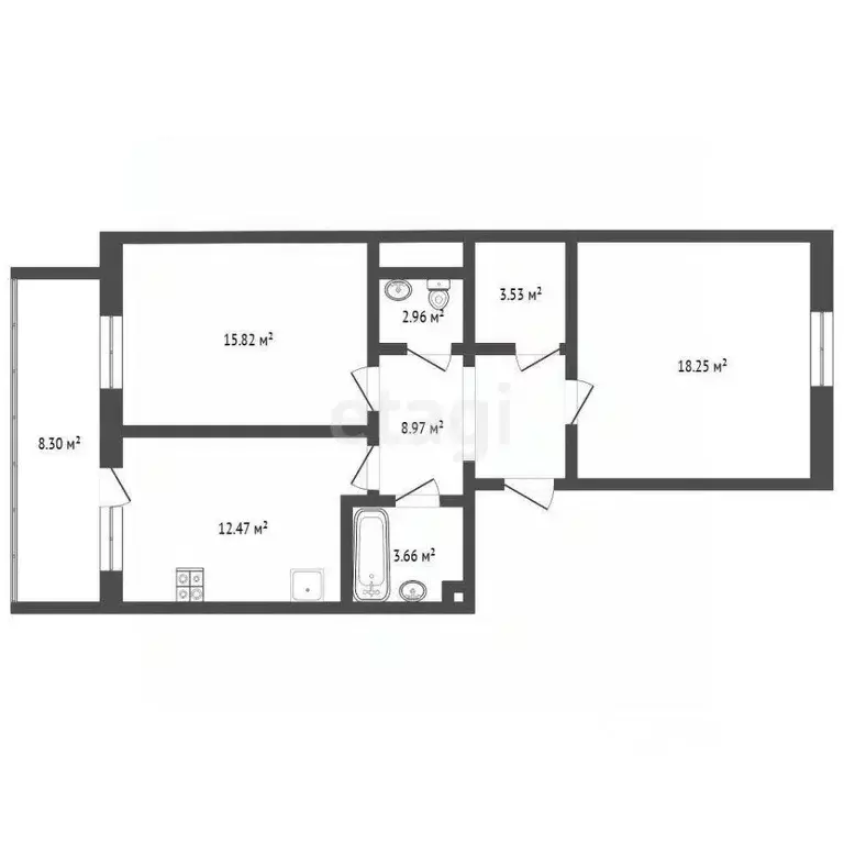 2-к кв. Тюменская область, Тюмень Солнечный проезд, 7 (74.7 м) - Фото 2