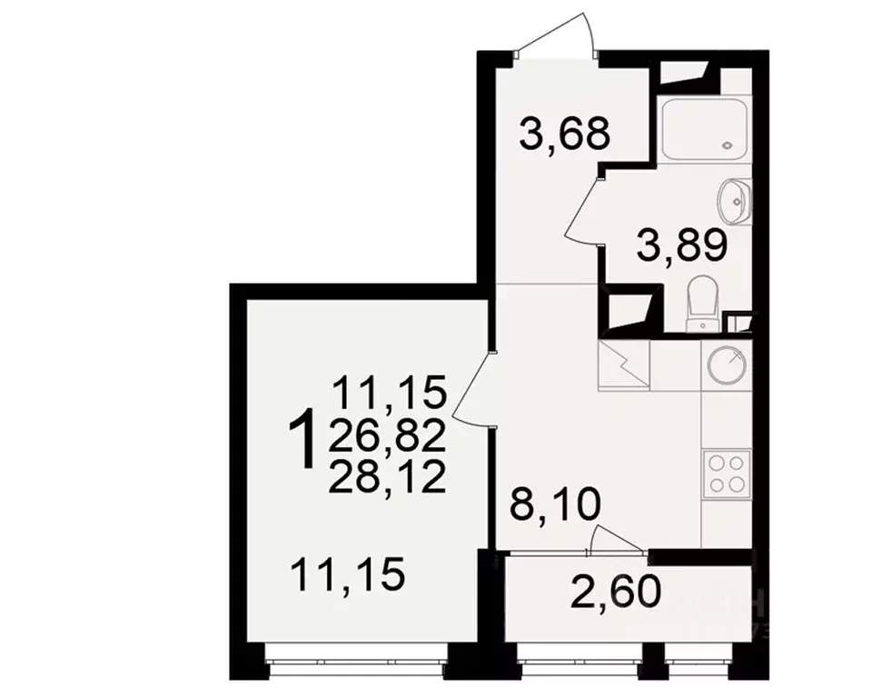 1-к кв. Рязанская область, Рязань ул. Чкалова (26.82 м) - Фото 1