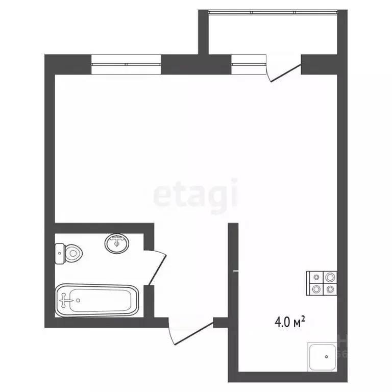 Студия Томская область, Томск Транспортная ул., 7 (28.0 м) - Фото 2