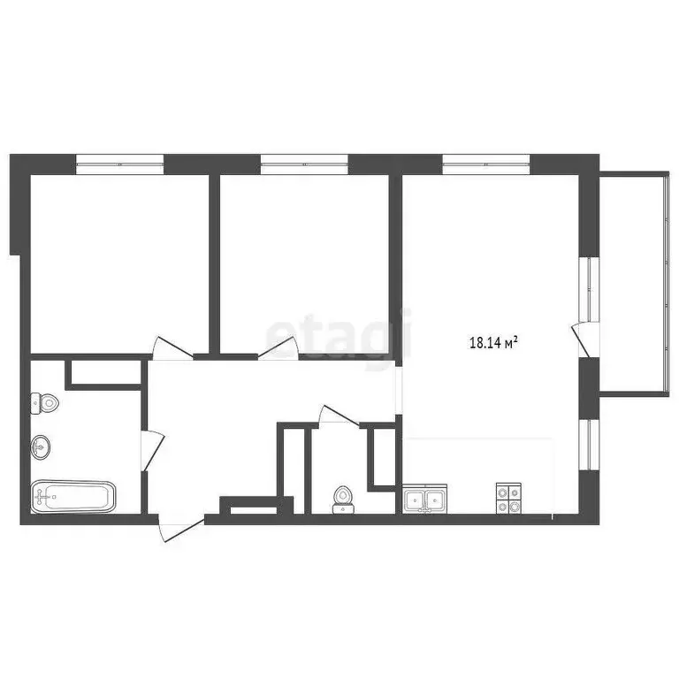 2-комнатная квартира: Тюмень, улица Фармана Салманова, 21 (59.9 м) - Фото 1