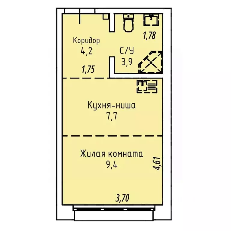 1-к кв. Иркутская область, Иркутск Култукская ул., 16 (25.2 м) - Фото 0