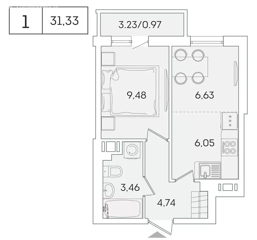 1-комнатная квартира: Мурино, Графская улица, 6к4 (30.4 м) - Фото 0