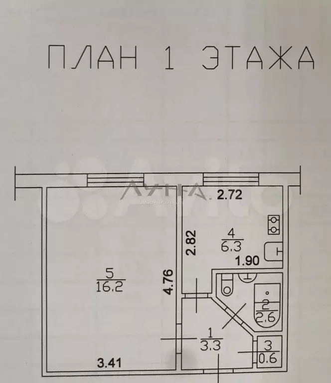 1-к. квартира, 29 м, 1/5 эт. - Фото 0