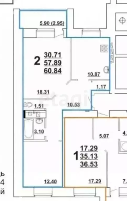 3-к кв. Татарстан, Казань ул. Чингиза Айтматова, 11 (61.0 м) - Фото 2