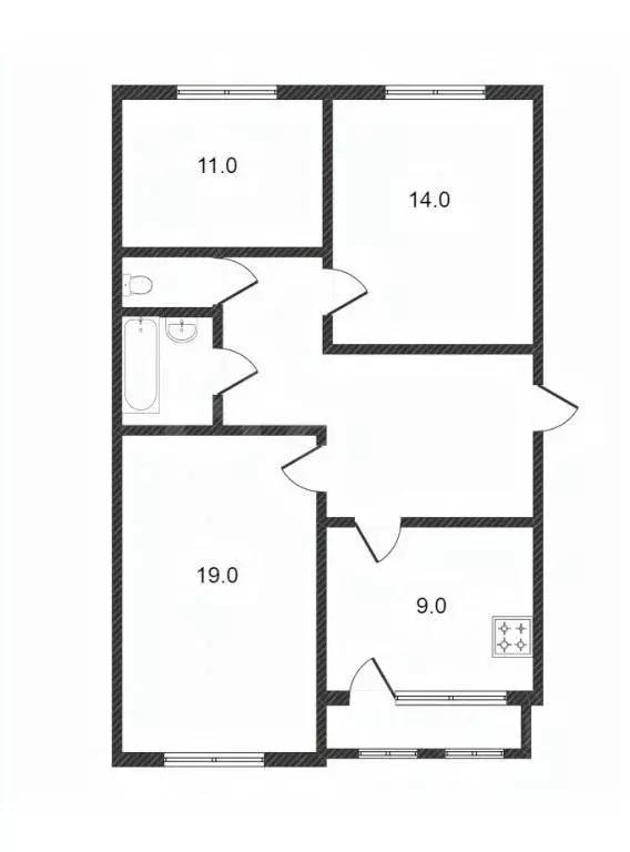 3-к кв. Костромская область, Кострома Костромская ул., 90 (66.4 м) - Фото 2