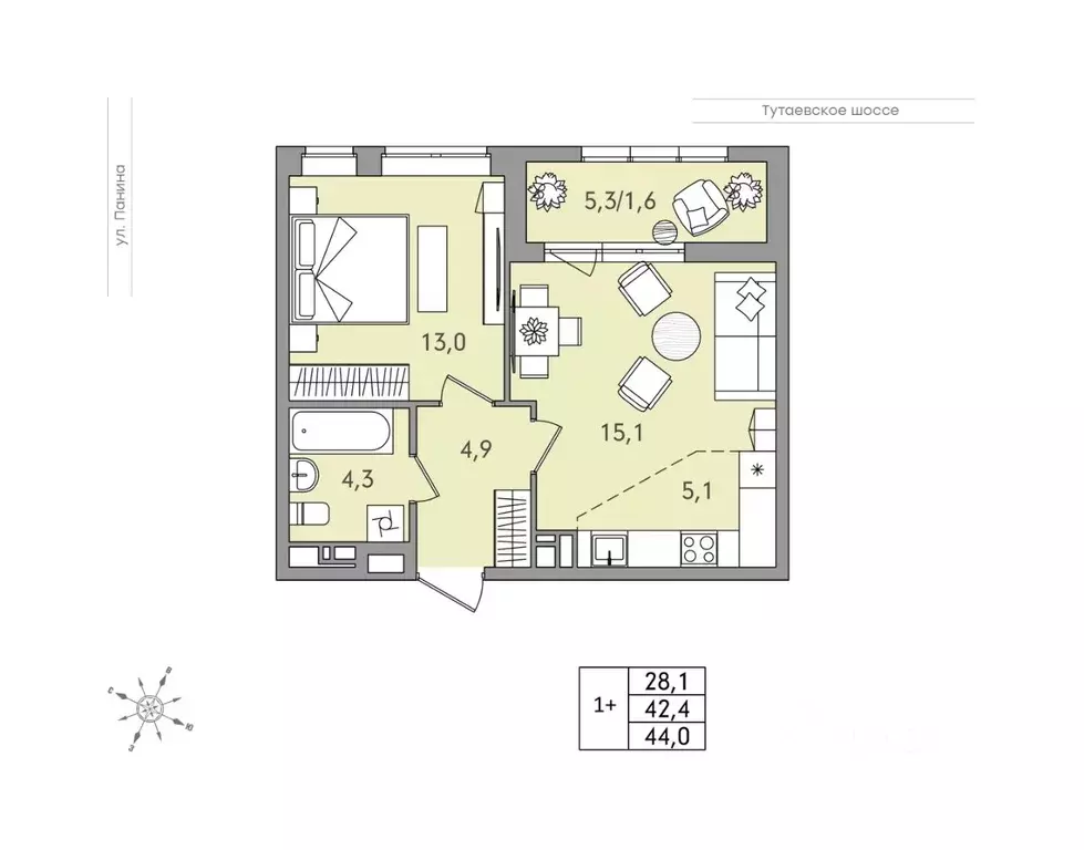 2-к кв. Ярославская область, Ярославль Северный жилрайон, 9-й мкр, ... - Фото 1