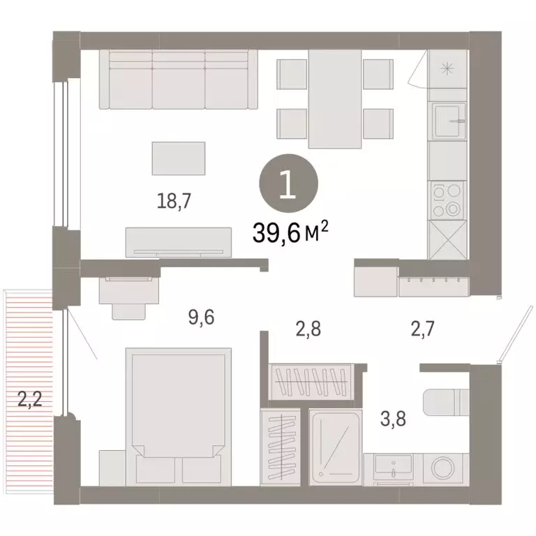 1-комнатная квартира: Новосибирский район, рабочий посёлок Краснообск, ... - Фото 2