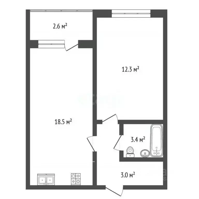 1-к кв. Ханты-Мансийский АО, Ханты-Мансийск ул. Строителей, 119 (37.8 ... - Фото 1
