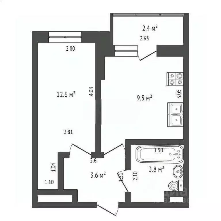 1-к кв. Краснодарский край, Краснодар ул. Западный обход, 42/3к1 (31.0 ... - Фото 1