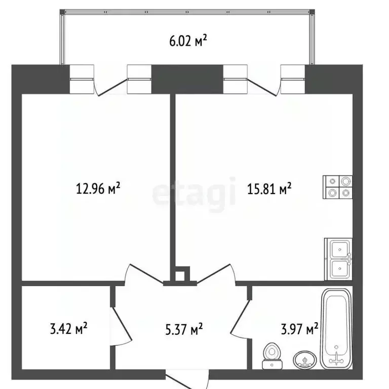 2-к кв. Вологодская область, Вологда ул. Образцова, 16А (41.8 м) - Фото 1