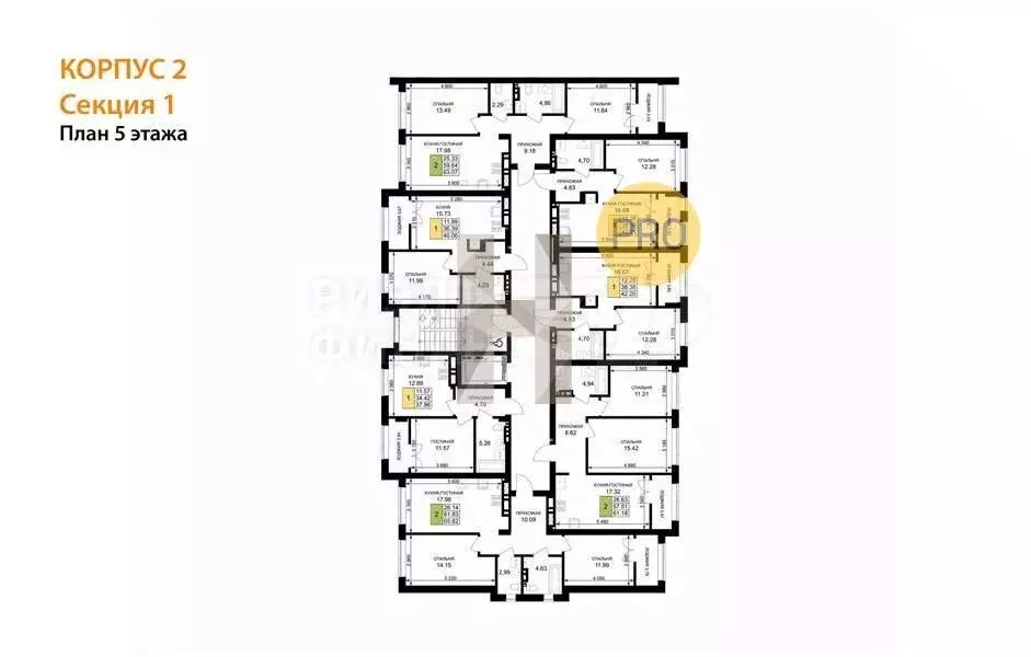 2-к кв. Калининградская область, Гурьевск Включи жилой комплекс (65.08 ... - Фото 2