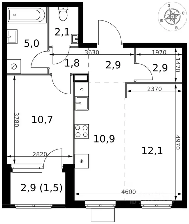 2-к кв. Московская область, Химки Клязьма-Старбеево мкр, Международный ... - Фото 1
