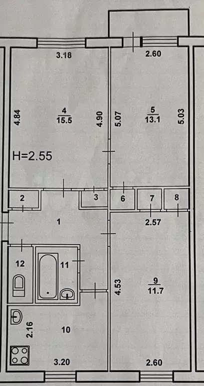 3-к. квартира, 59,2 м, 3/5 эт. - Фото 0