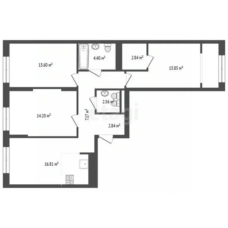 3-к кв. Тюменская область, Тюмень ул. Новаторов, 28 (80.27 м) - Фото 0