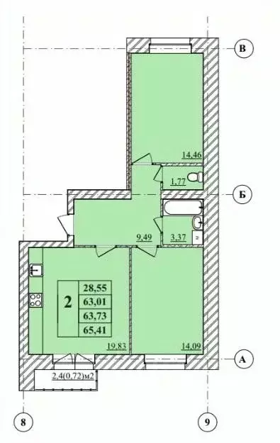 2-к кв. Ярославская область, Ярославль Тверицкая наб., 54Ак2 (64.9 м) - Фото 2