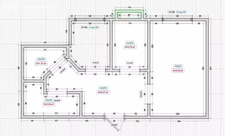 2-комнатная квартира: Карабулак, улица Джабагиева, 14 (52 м) - Фото 1