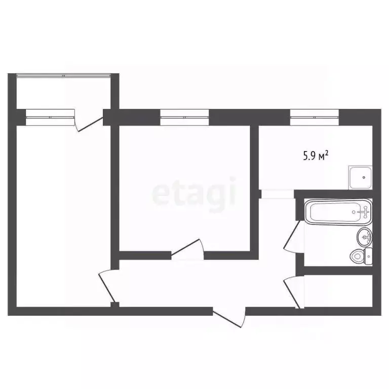 2-к кв. Тамбовская область, Тамбов Астраханская ул., 181 (44.0 м) - Фото 1
