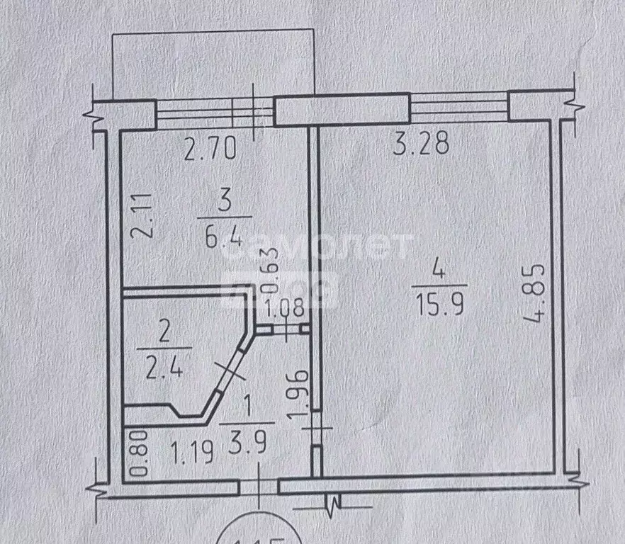 1-к кв. удмуртия, ижевск северный пер, 45 (28.6 м) - Фото 1