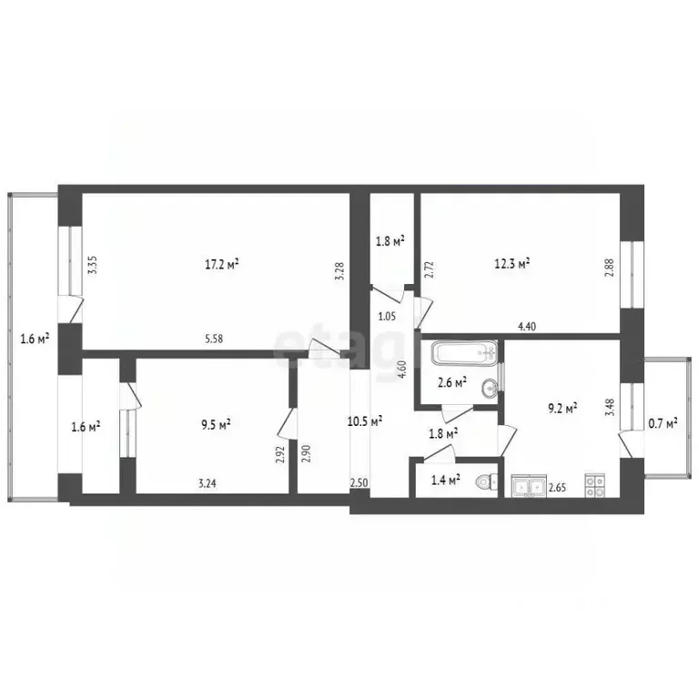 3-к кв. Крым, Феодосия ул. Украинская, 31 (65.5 м) - Фото 2