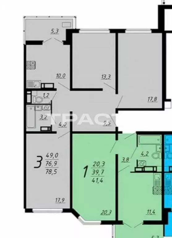 3-комнатная квартира: Воронеж, улица Артамонова, 38Дк1 (76.9 м) - Фото 1