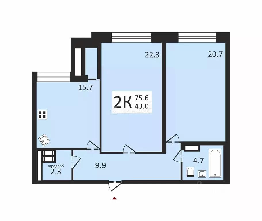 2-к кв. Санкт-Петербург Пискаревский просп., 1 (75.5 м) - Фото 1