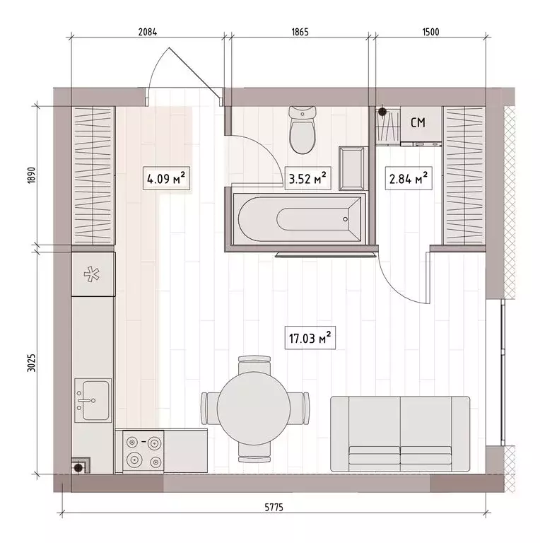 Квартира-студия: Кемерово, улица Терешковой, 39А (28.4 м) - Фото 2